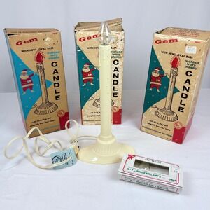 Vtg Gem Electric Window Candles Lights Molded Ivory Plastic Lot of 3 Work READ